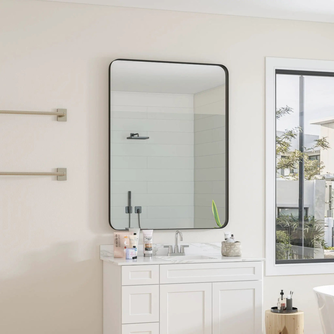 Wall Mirror Rectangular Mirror Metal Framed Mirror Vanity Mirror Dressing Mirror, For Bathroom, Living Room, Bedroom by Unique Piece Furniture