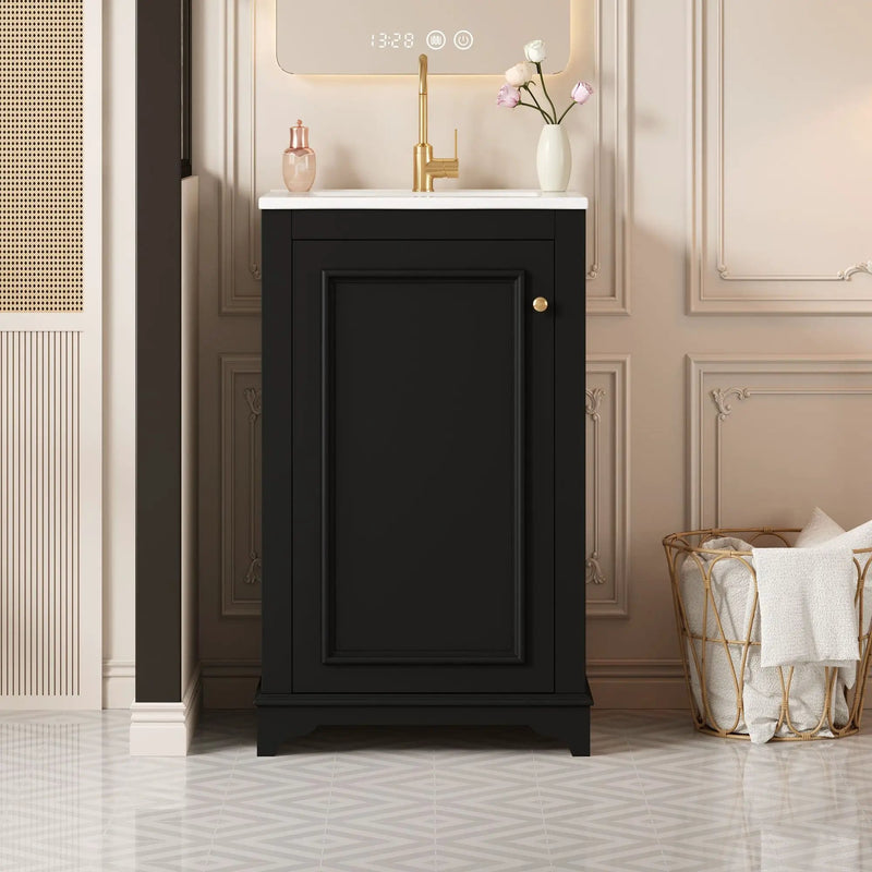 Bathroom Vanity With Sink, Freestanding Single Cabinet Set, Soft Close Door, Adjustable Shelf by Unique Piece Furniture