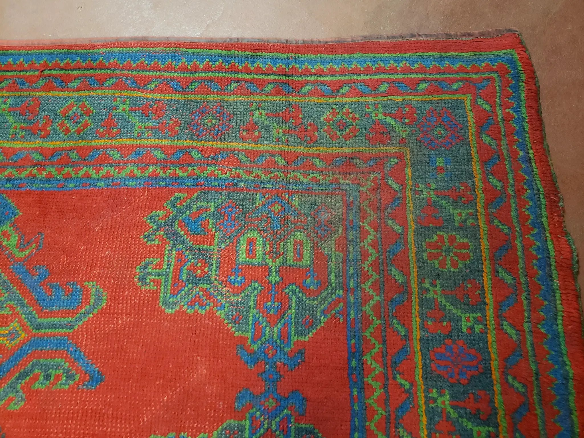 7x11 Turkish Oushak Rug, Vintage Red & Blue Oriental Carpet, Hand Knotted Wool Area Rug 7 x 11, Turkish Sparta Rug, Antique Turkish Rug Nice by Jewel Rugs