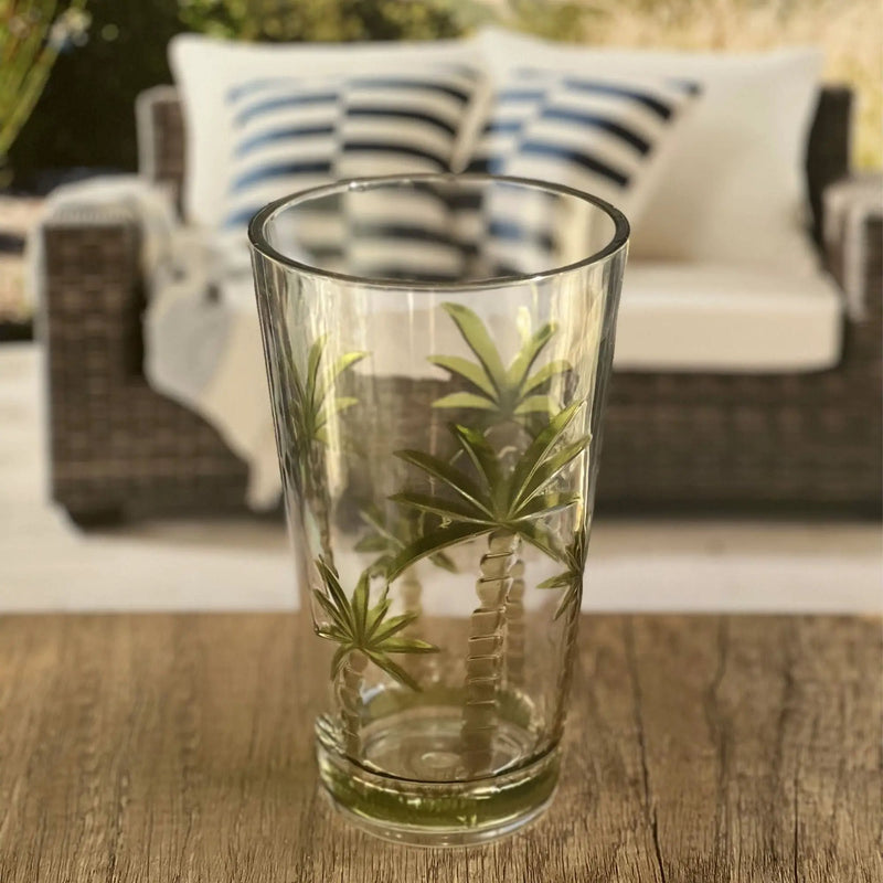 Palm Tree Design Acrylic Hi Ball Glasses Plastic, Bpa Free (Set of 4), 20Oz - Clear by HouseOfZazla