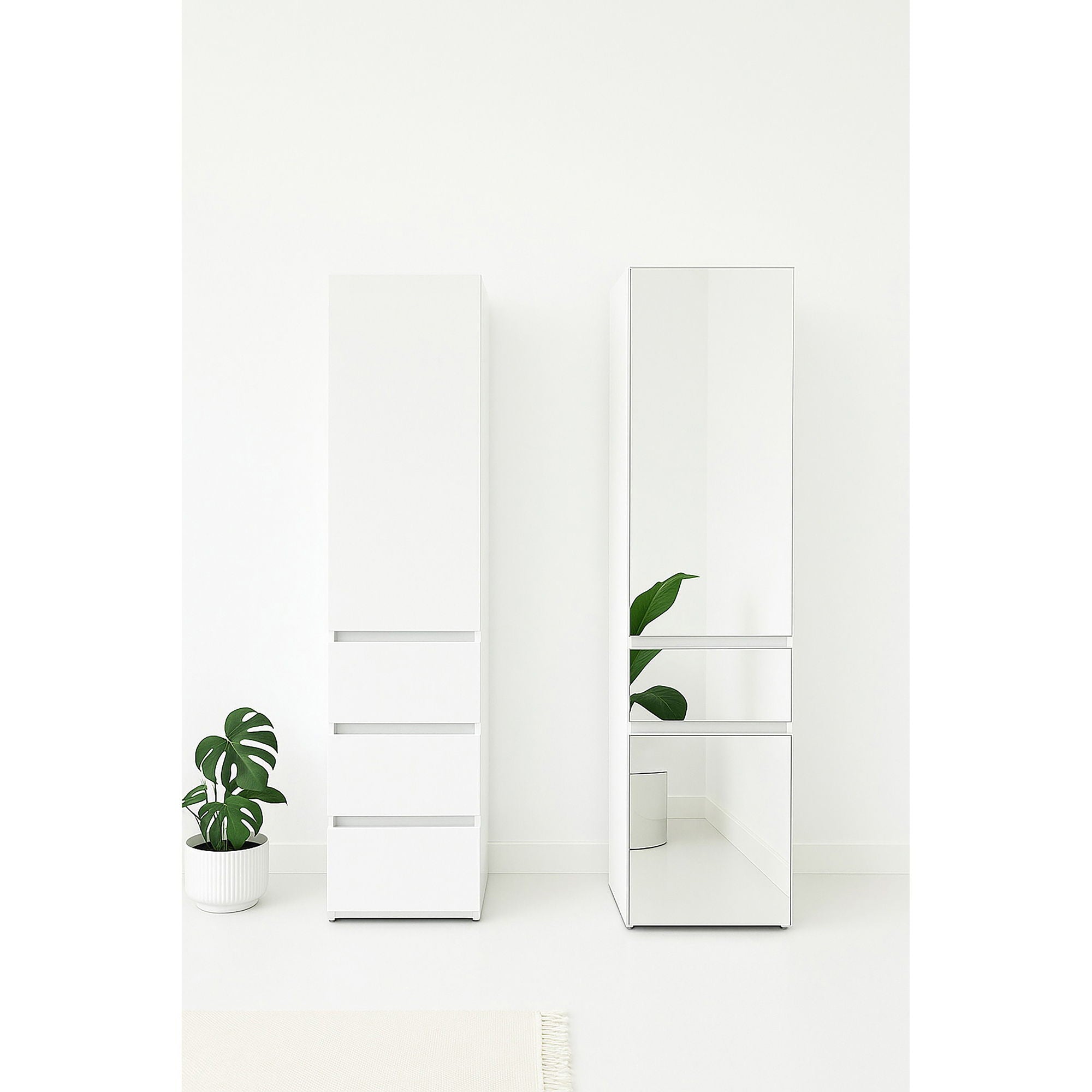 Elise - Modular Closet System With Mirror - White - Wood by HouseOfZazla