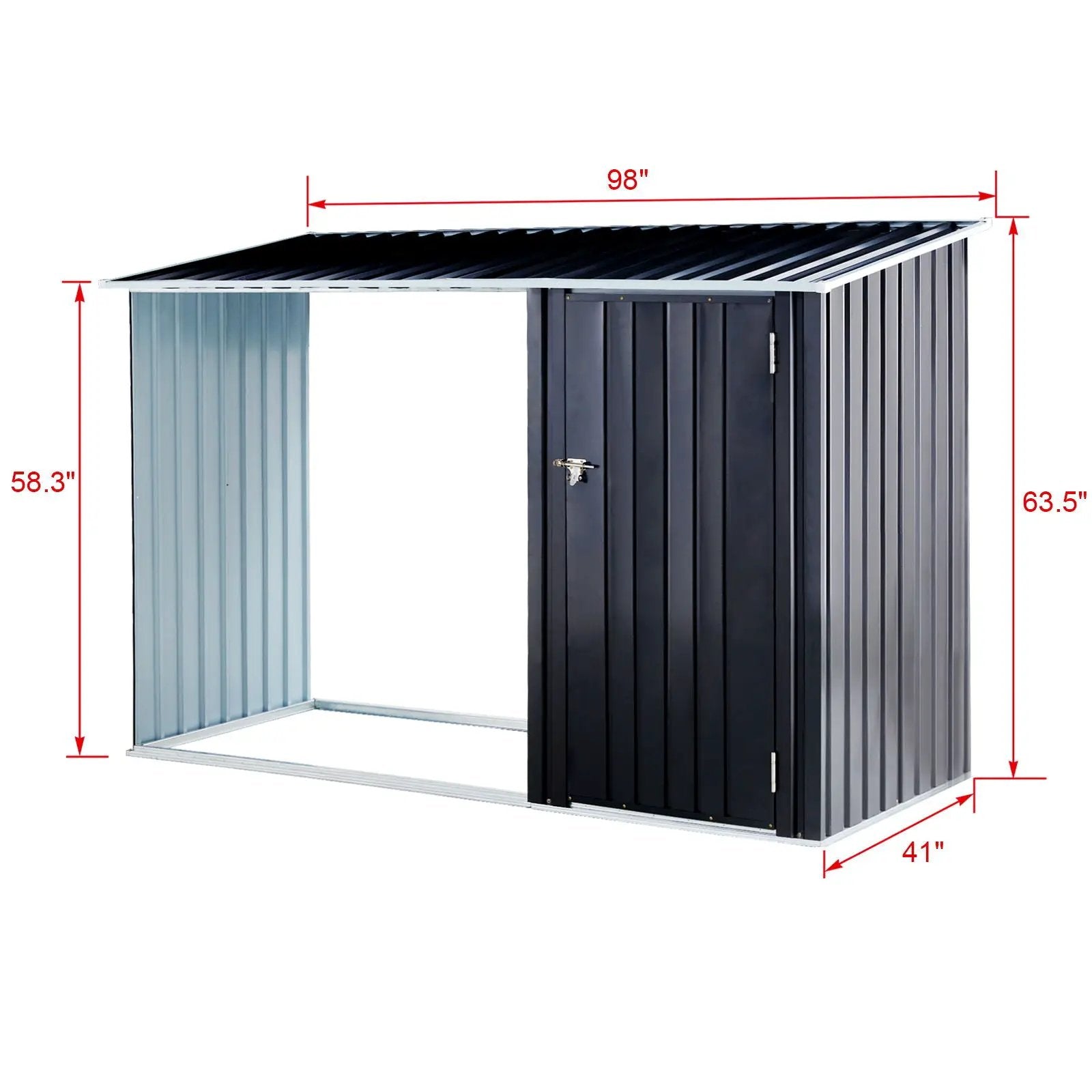 Firewood Storage Shed, Outdoor Firewood Rack, Outdoor Storage Shed With Log Holder, Firewood Shelter For Patio, Anthracite Galvanized Steel - Black by HouseOfZazla