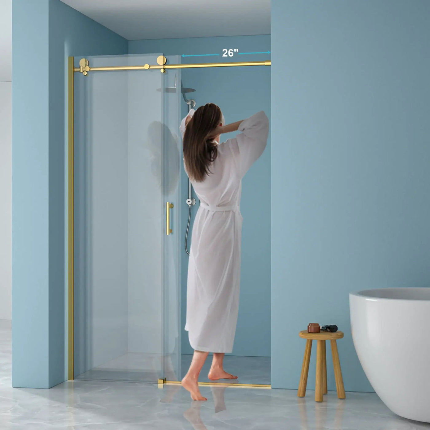 Single Sliding Bypass Shower Door Enclosure With Tempered Glass by HouseOfZazla