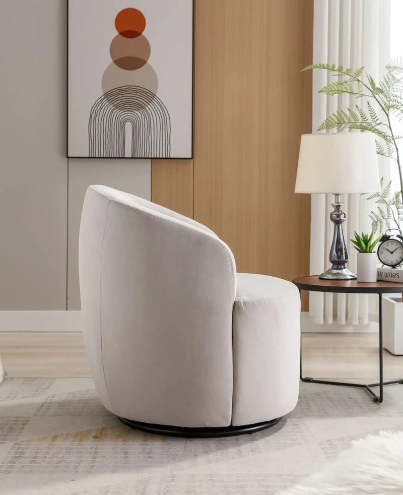 Swivel Accent Armchair Barrel Chair With Powder Coating Metal Ring by HouseOfZazla