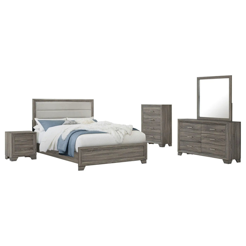 Wright 5-piece Eastern King Bedroom Set Brown Oak by Unique Piece Furniture