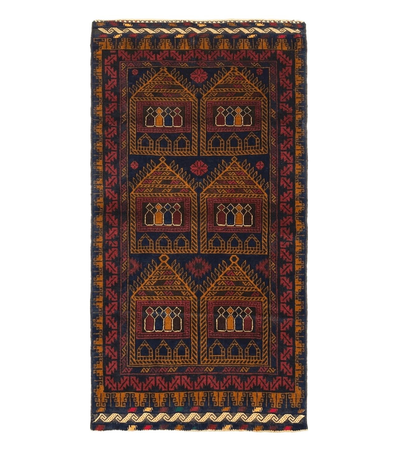 Afghan Rug 3x7, Navy Blue, Tribal Rug, Balouch Carpet, New by Jewel Rugs