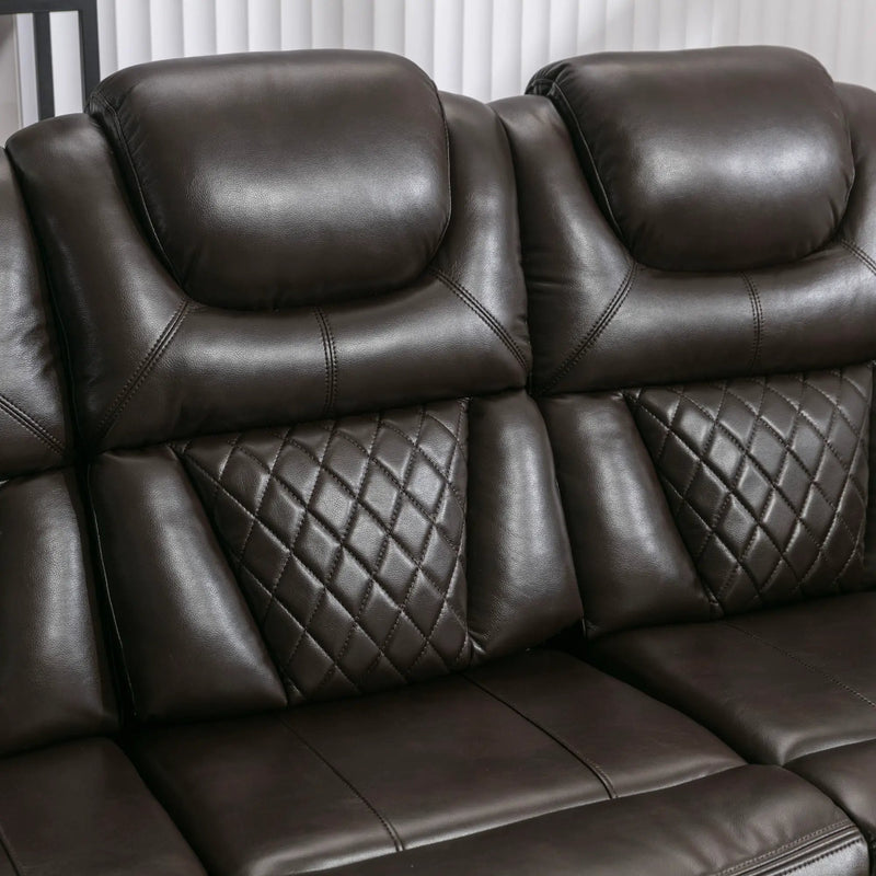 Home Theater Seating Manual Recliner Chair With Center Console And Led Light Strip For Living Room by HouseOfZazla