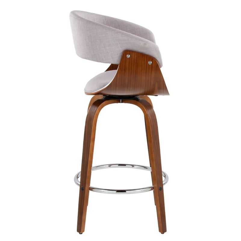 Vintage Mod - Mid Century Modern Fixed Height Counter Stool With Swivel With Round Footrest (Set of 2) by HouseOfZazla