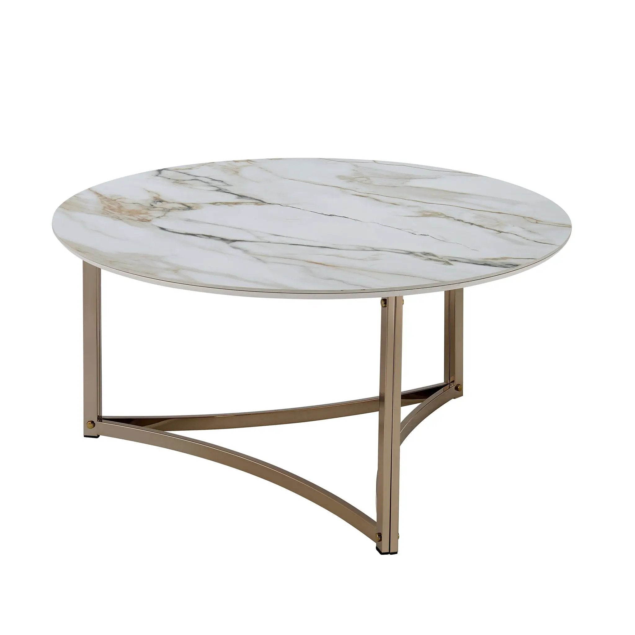 Aziz - Sintered Stone Top Round Coffee Table - White by Unique Piece Furniture