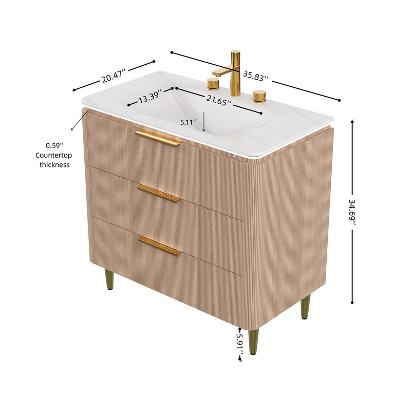 Amara 36'' Bathroom Vanity & Sink, Carrara by HouseOfZazla