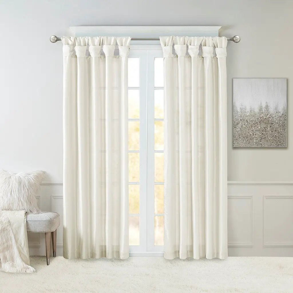 Twist Tab Lined Window Curtain Panel White 50x95 by HouseOfZazla