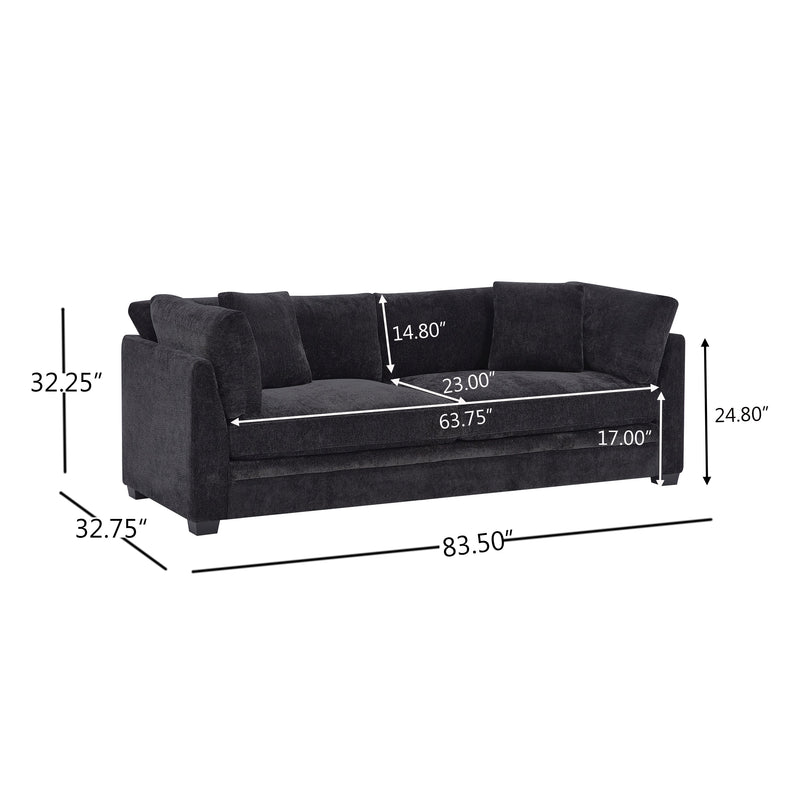 83.50" Modern Flared Arms Sofa (Black) by HouseOfZazla