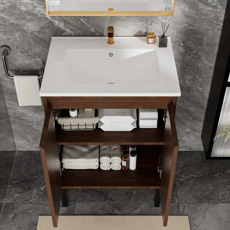 Bathroom Vanity With Ceramic Sink, Floor-Standing Design, Soft-Closing Drawers by Unique Piece Furniture
