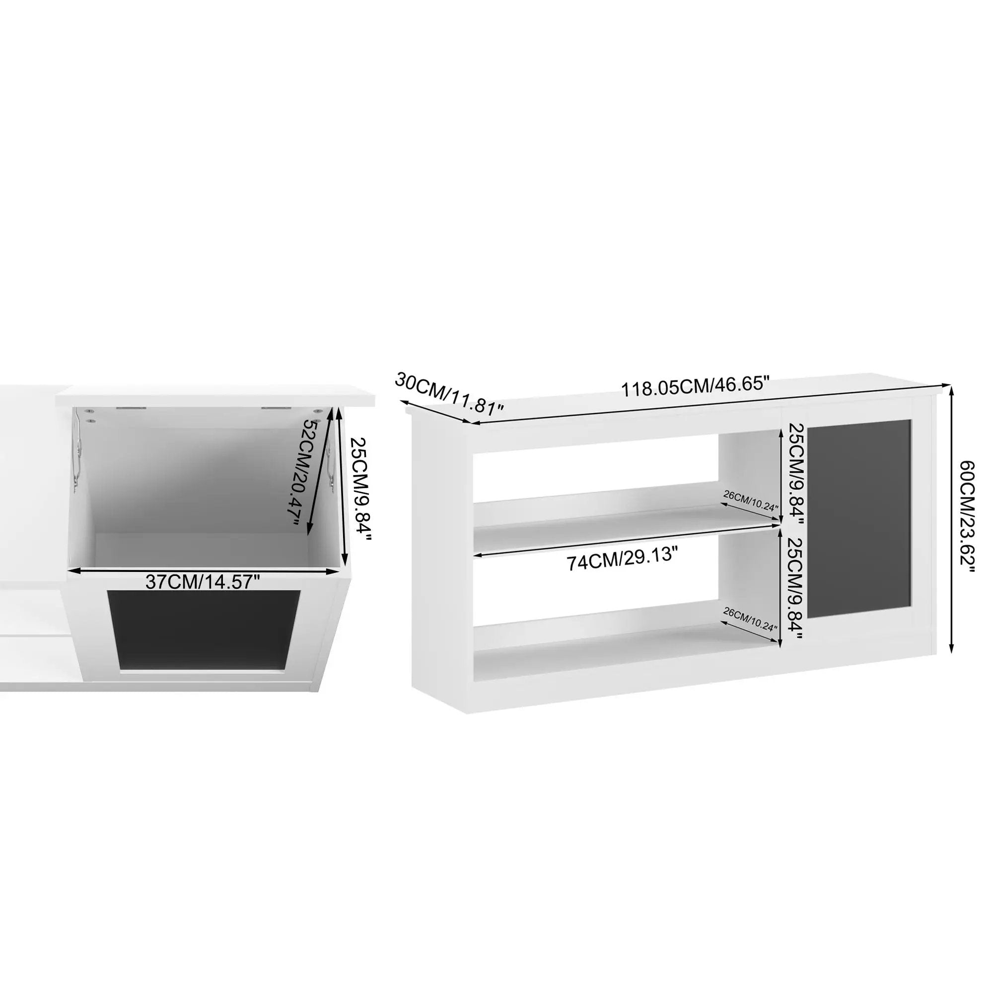 3 In 1 Bookshelf And Toy Storage Cabinet With Chalkboard, Organizer For Playroom - White by HouseOfZazla