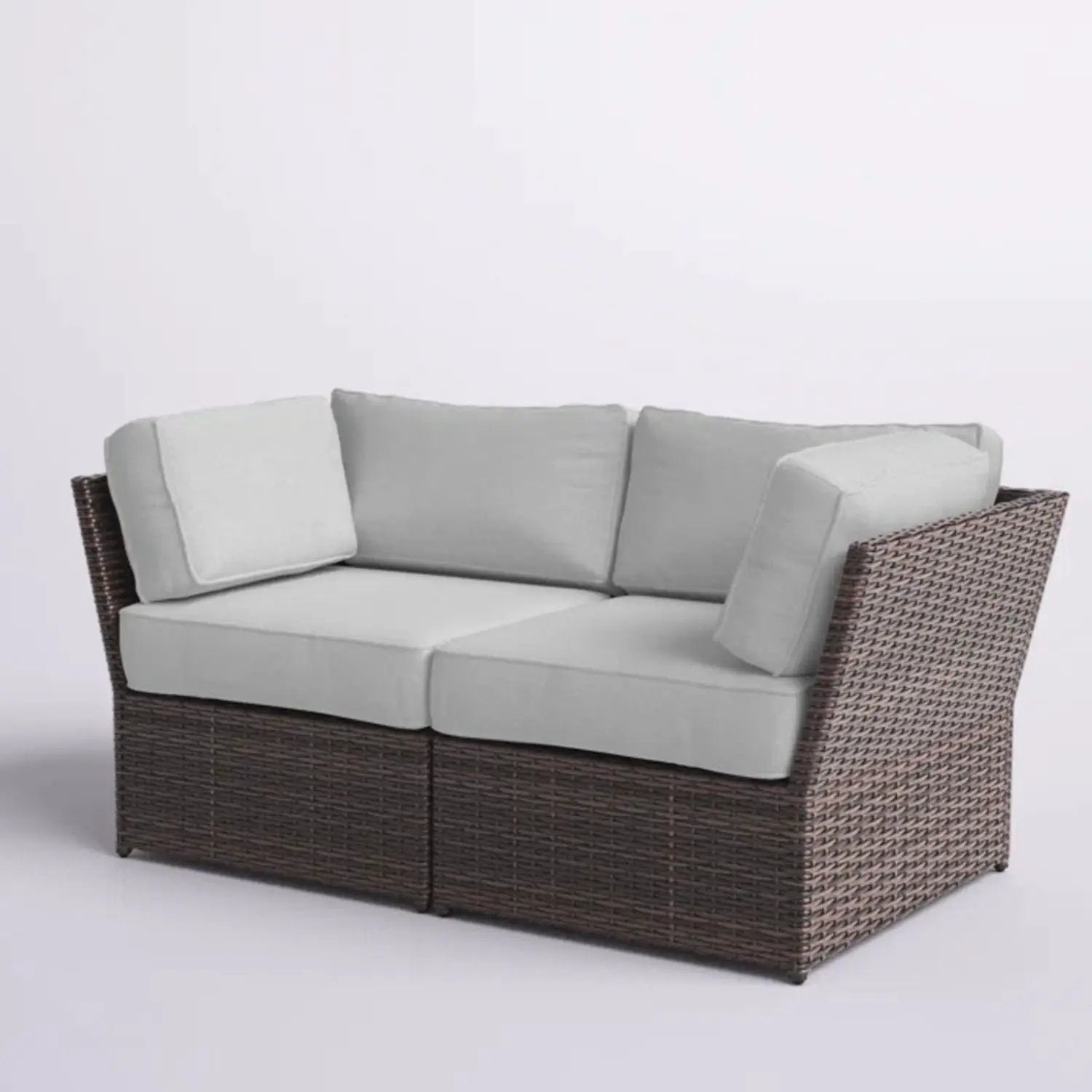 Outdoor Wicker Loveseat With Cushions Patio Seating Wicker - Brown by HouseOfZazla