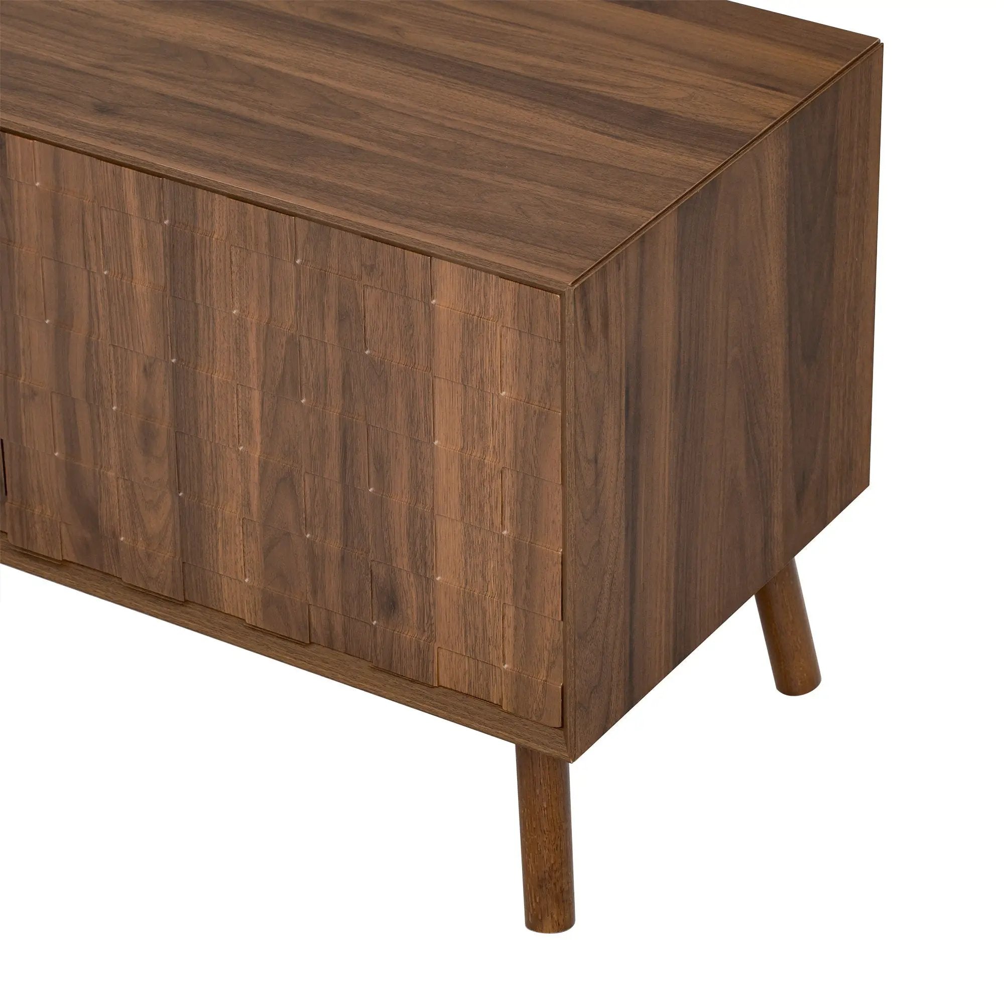 TV Stand With Soft Closing Hinges And Cable Management - Walnut by HouseOfZazla