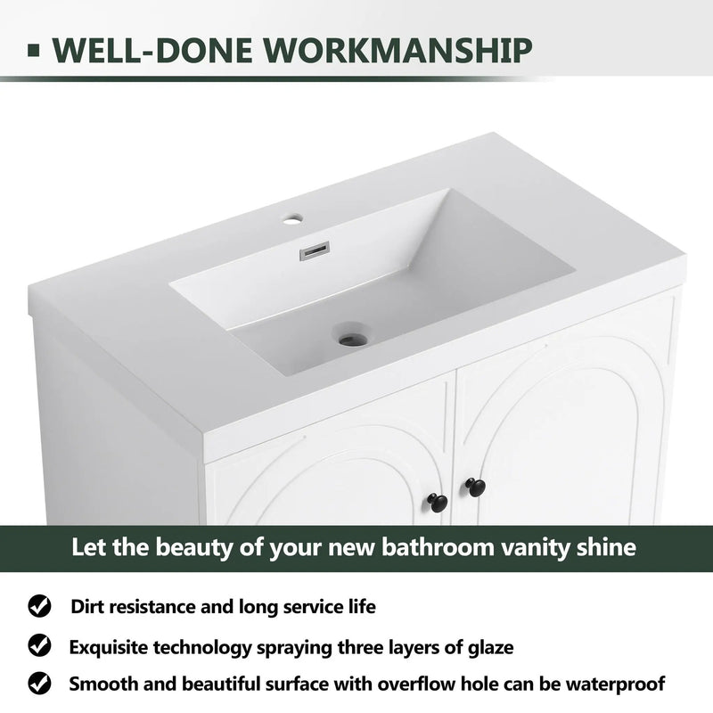 Contemporary Freestanding Bathroom Vanity With Resin Sink & Soft-Close Cabinet Doors by HouseOfZazla