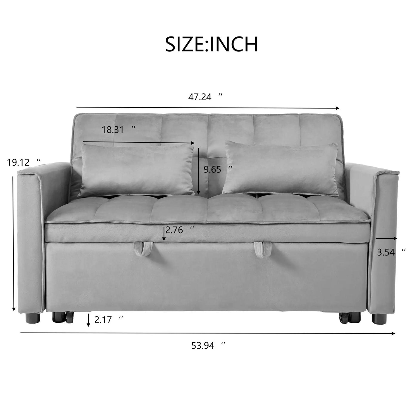 3 In 1 Pull Out Couch Convertible Sofa Bed With Reclining Backrest by Unique Piece Furniture
