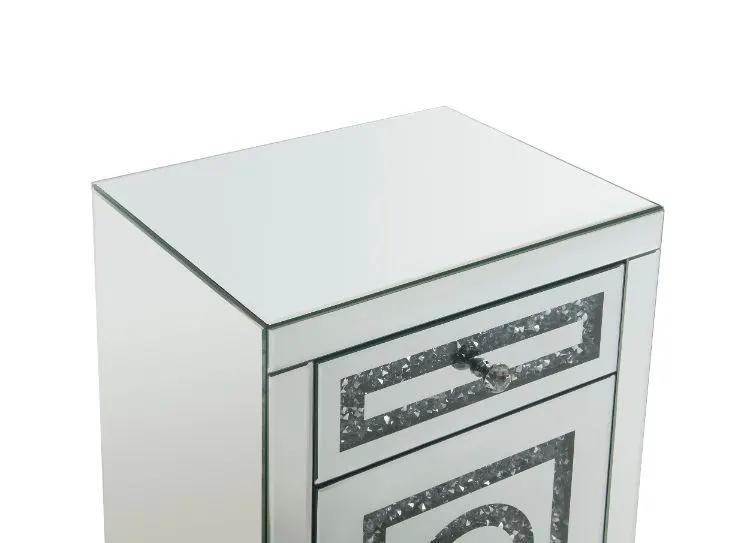 Noralie - 26"H Accent Table With Storage Drawers - Mirrored & Faux Diamonds by Unique Piece Furniture
