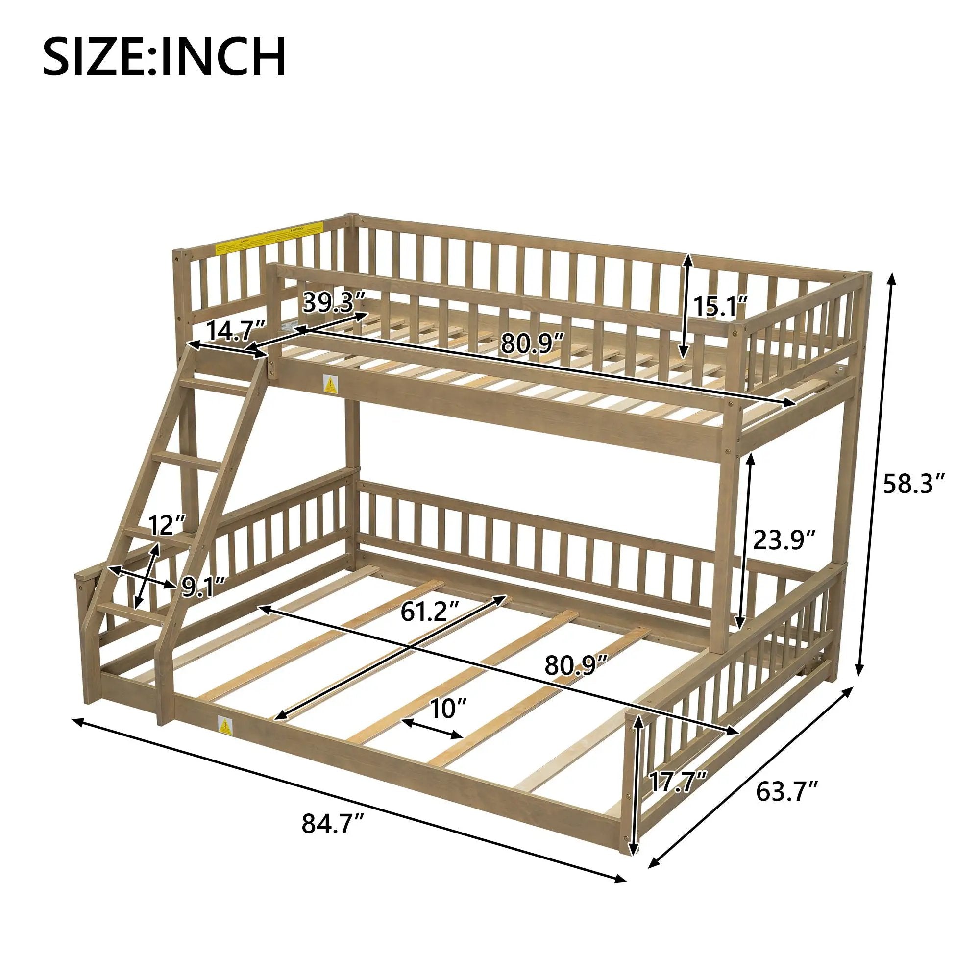 Bunk Bed With Ladder And Guardrails by Unique Piece Furniture