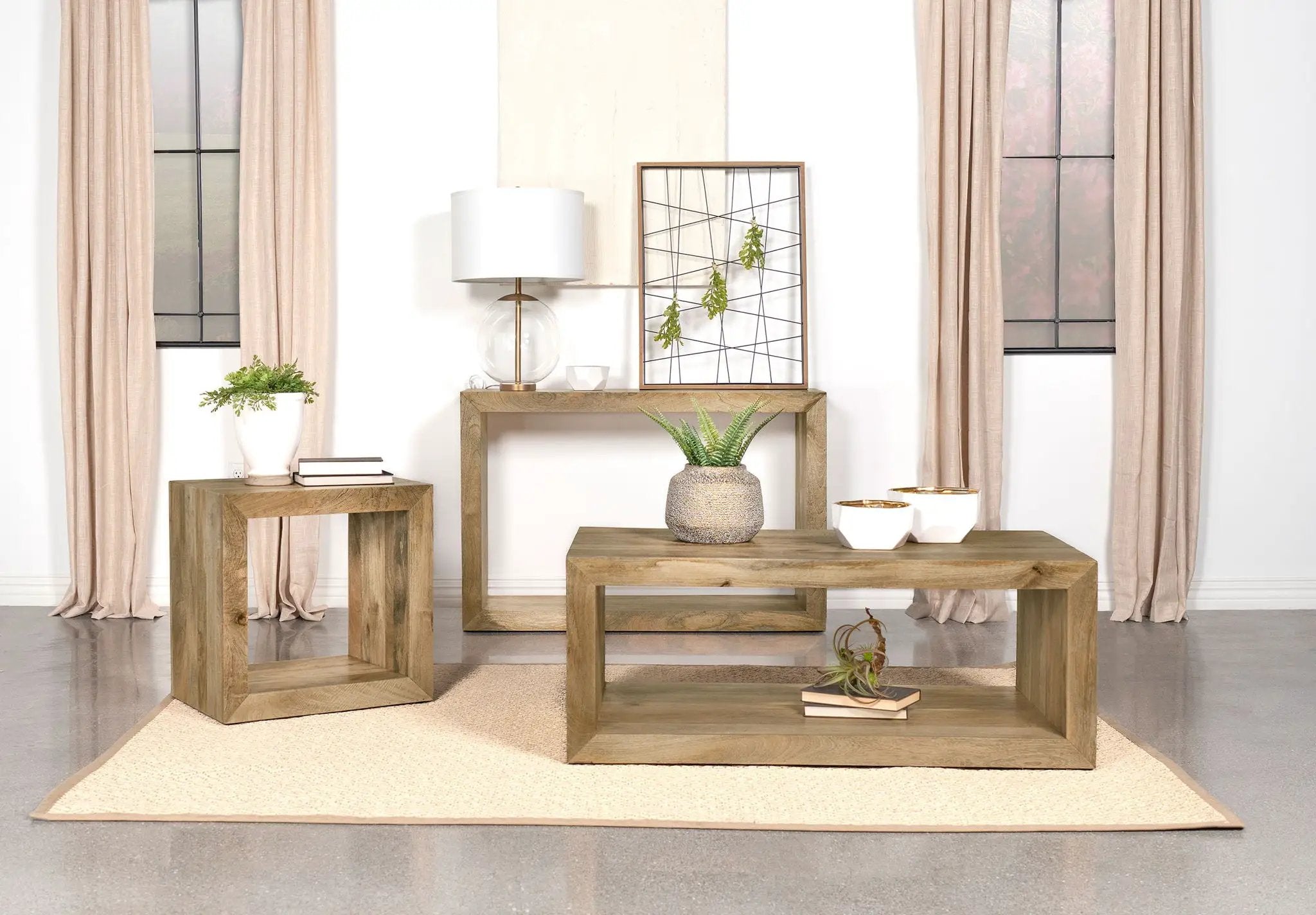 Benton Rectangular Solid Wood Sofa Console Table Natural by Unique Piece Furniture
