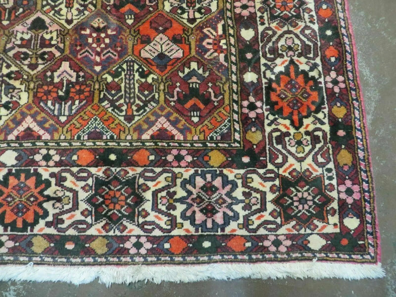Antique Persian Bakhtiari Rug 7x10 - Multicolor Repeated Panel Design - Vegetable Dyed Rug - Hand Knotted Wool Room Sized Oriental Carpet 7 x 10 Rug by Jewel Rugs