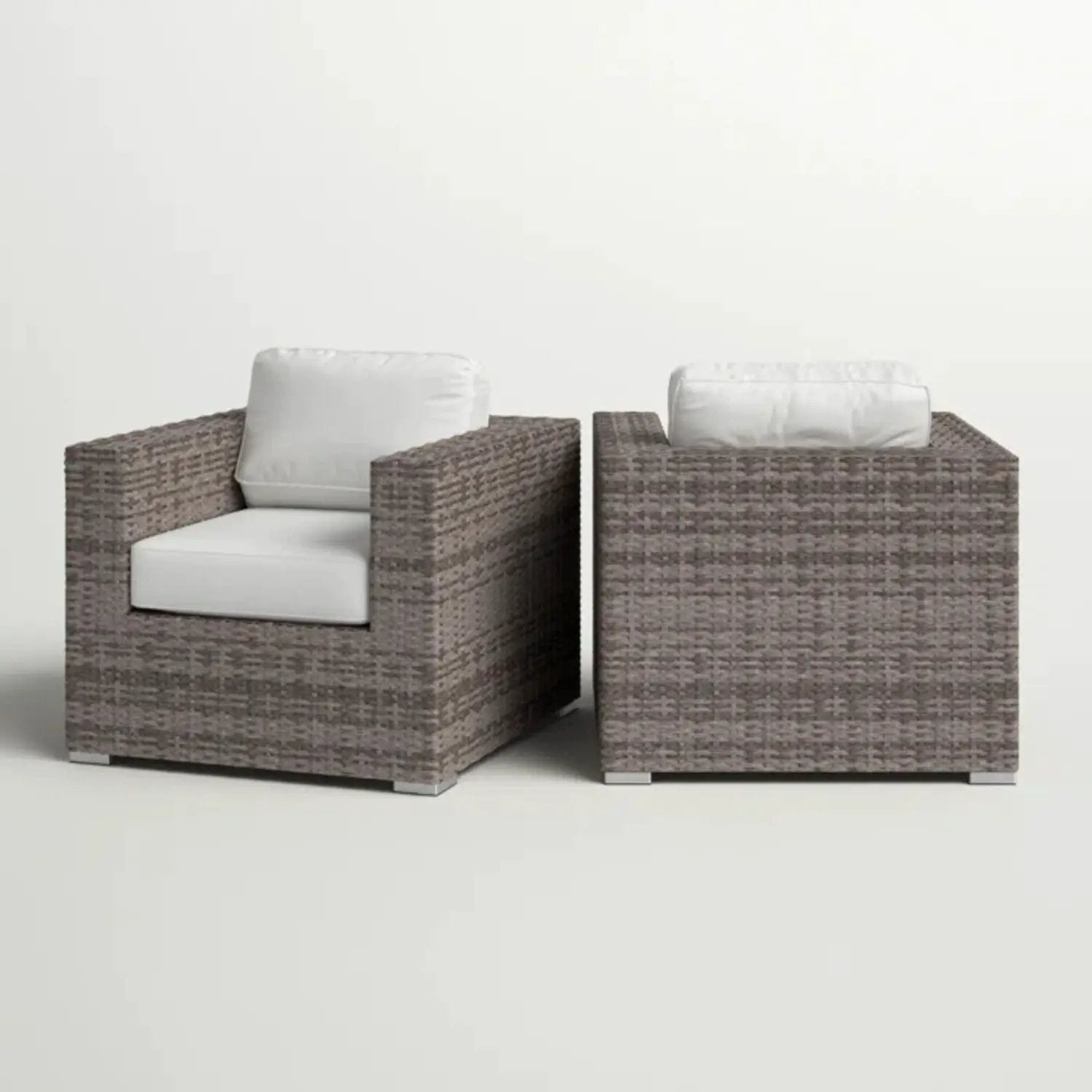Grade - Club Patio Chair With Sunbrella Cushions (Set of 2) - Gray Mix / White by Unique Piece Furniture