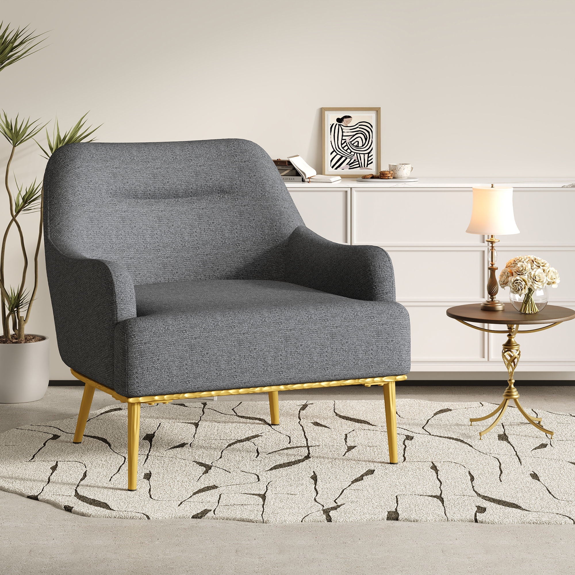 Modern Elegance Accent Chair With Curved Backrest by HouseOfZazla