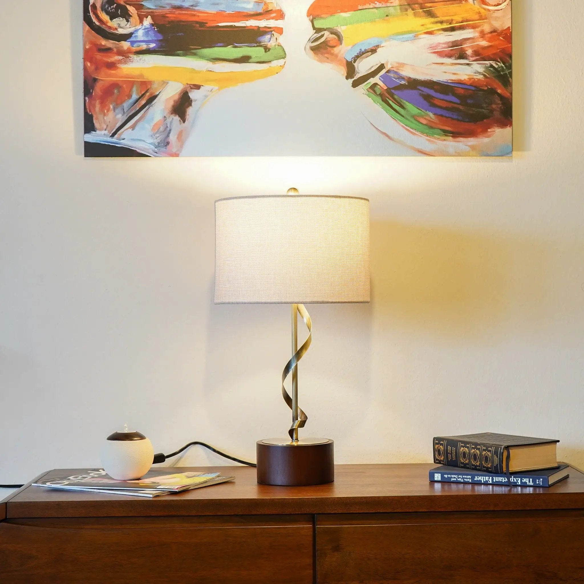 Nightstand Desk Lamp With Twisted Base - White by HouseOfZazla