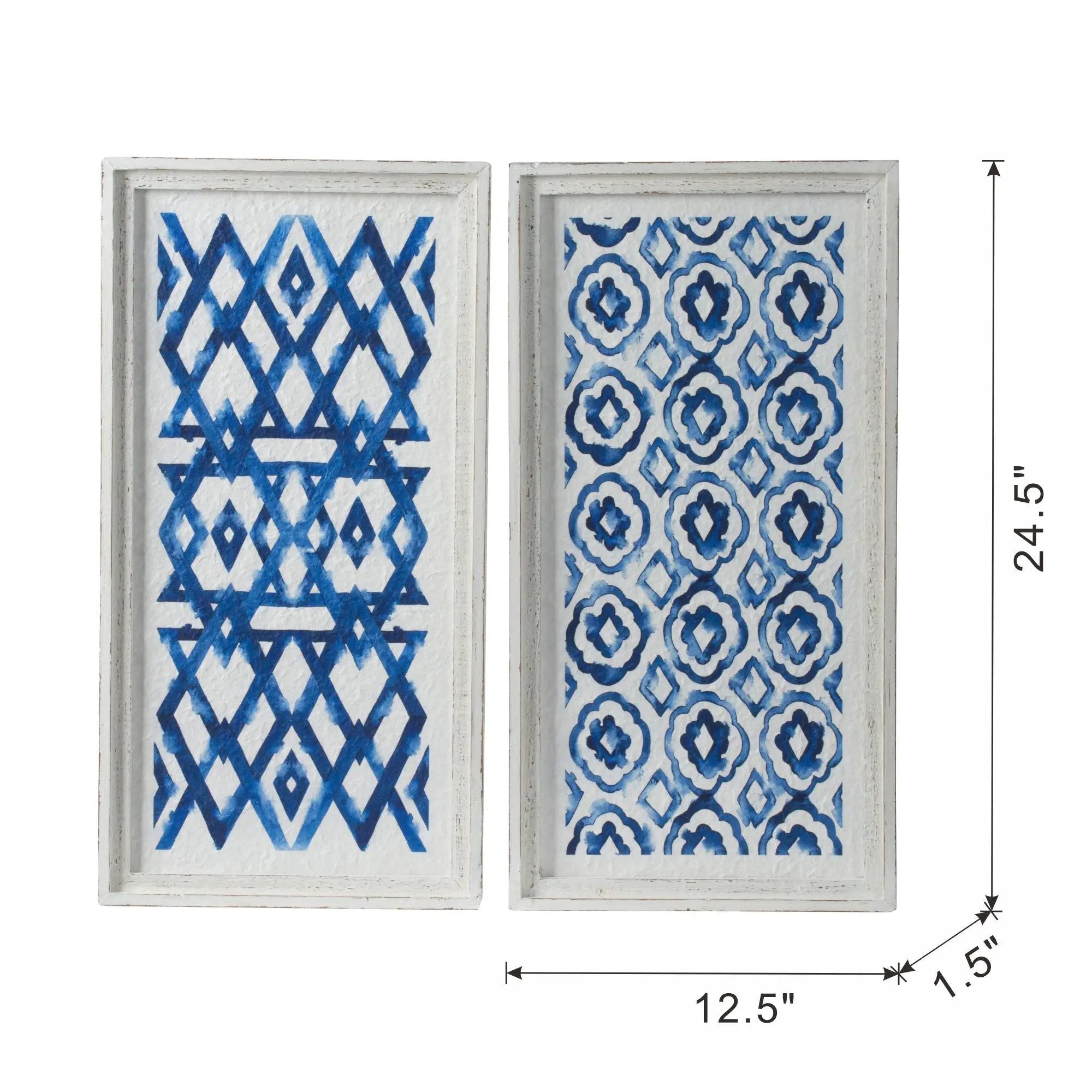 Hanging Sculptures, Modern Wall Art Decor (Set of 2) - White / Blue by HouseOfZazla