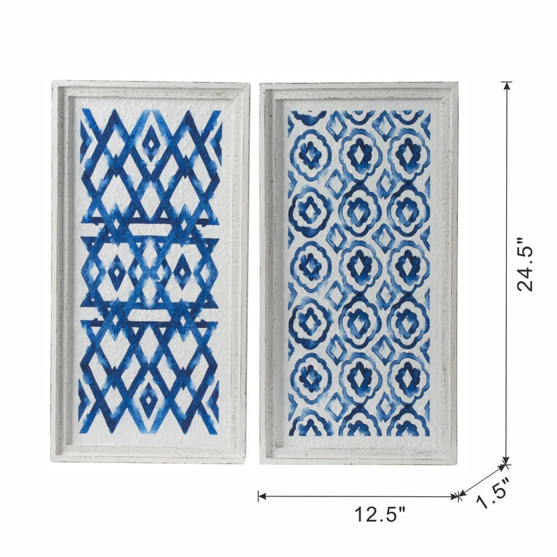Hanging Sculptures, Modern Wall Art Decor (Set of 2) - White / Blue by HouseOfZazla
