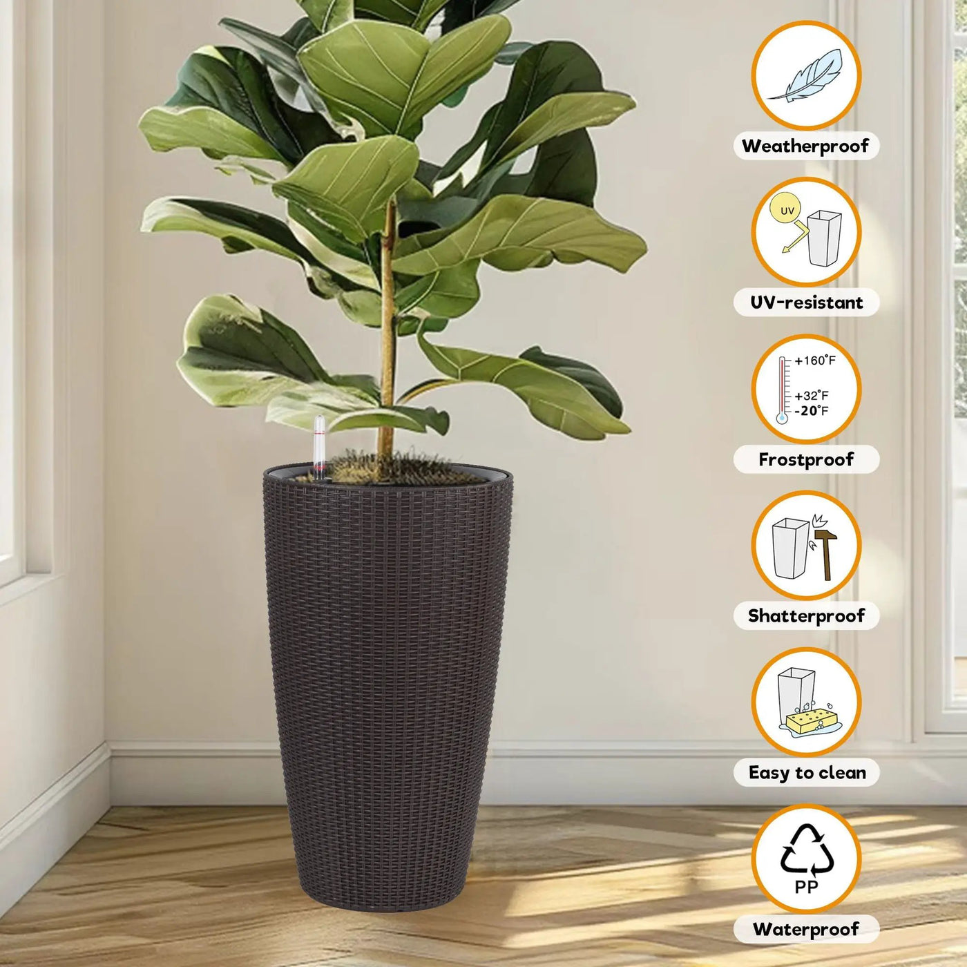 Tall Planters Set With Water Level Monitor And Auto Watering by HouseOfZazla