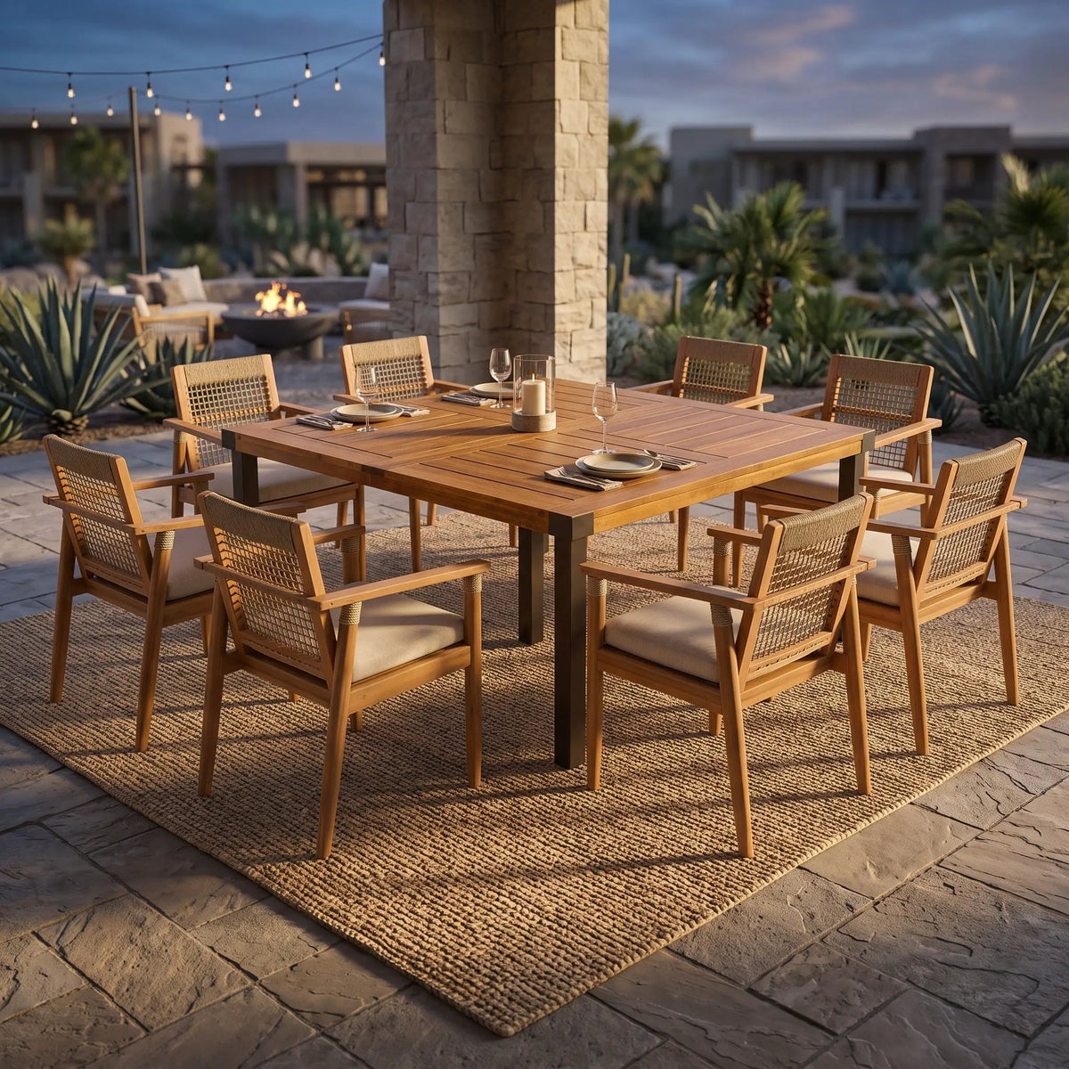 9-Piece Acacia Wood Outdoor Dining Set by HouseOfZazla