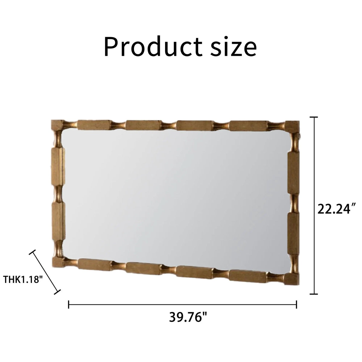 Gold Bamboo-Style Rectangular Wall Mirror by HouseOfZazla