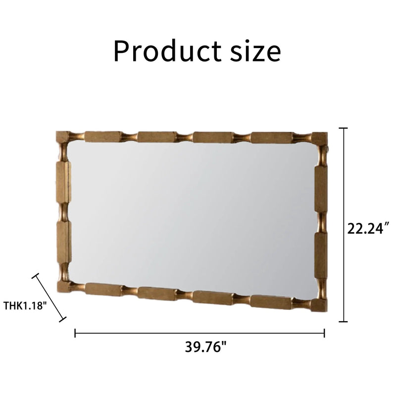 Gold Bamboo-Style Rectangular Wall Mirror by HouseOfZazla