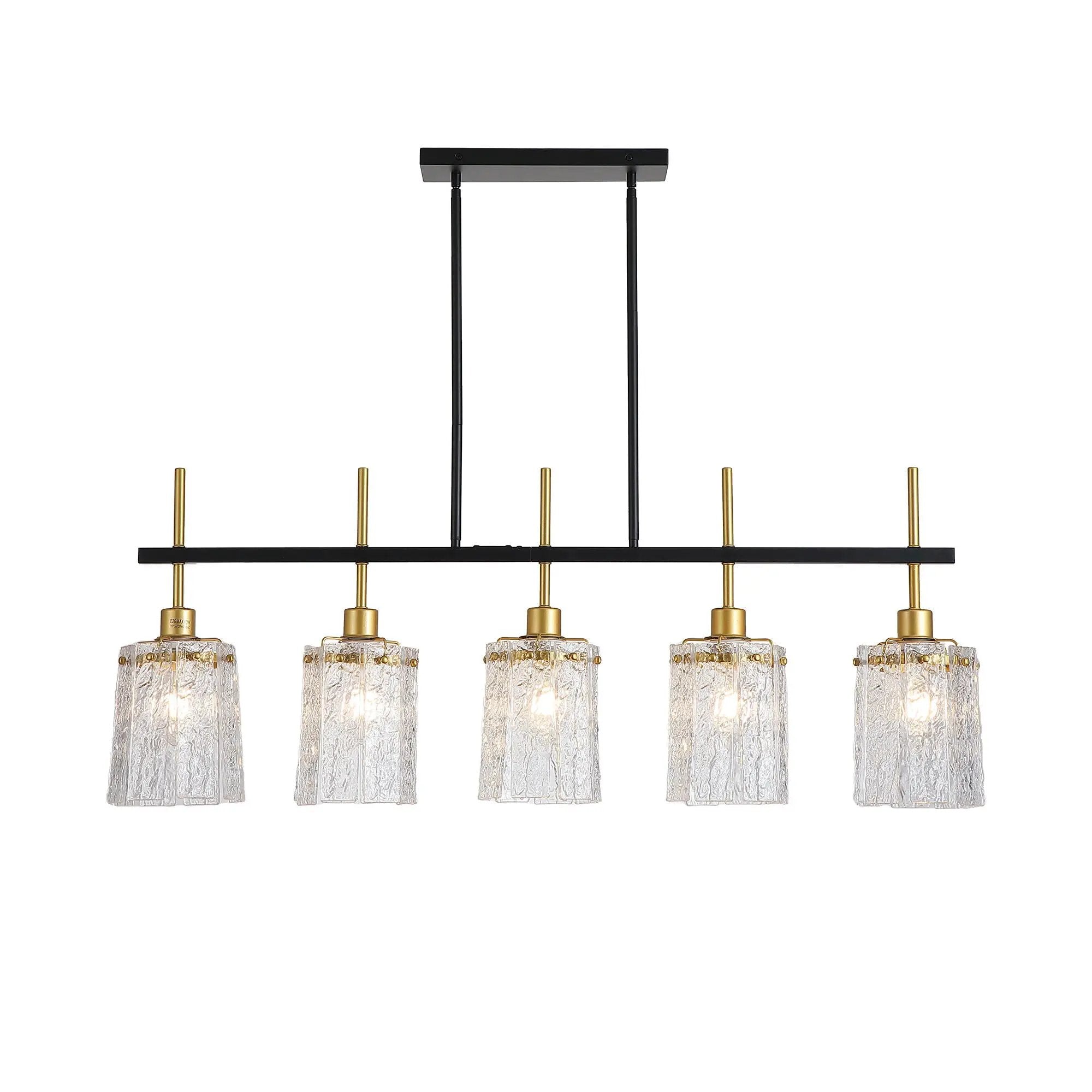 Chandelier 5 Light, Fixture Over Table - Black / Gold by Unique Piece Furniture