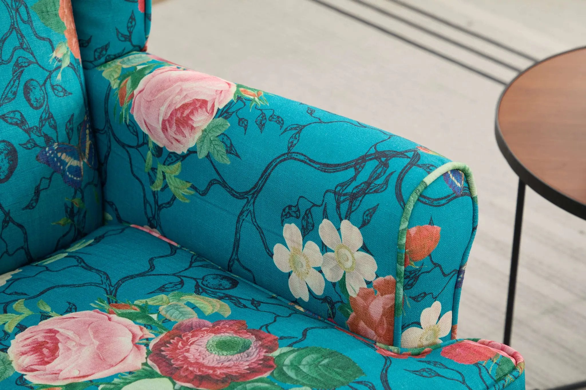 Modern Accent Chair with Retro Wood Legs - Floral by HouseOfZazla