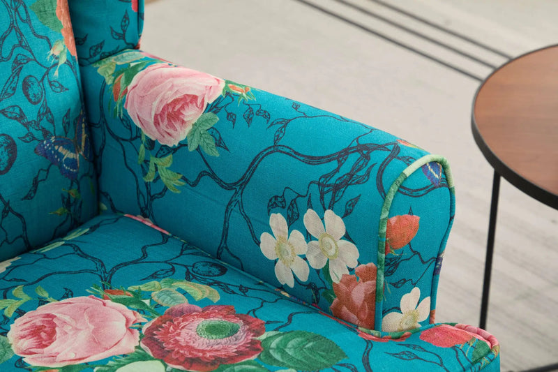 Modern Accent Chair with Retro Wood Legs - Floral by HouseOfZazla