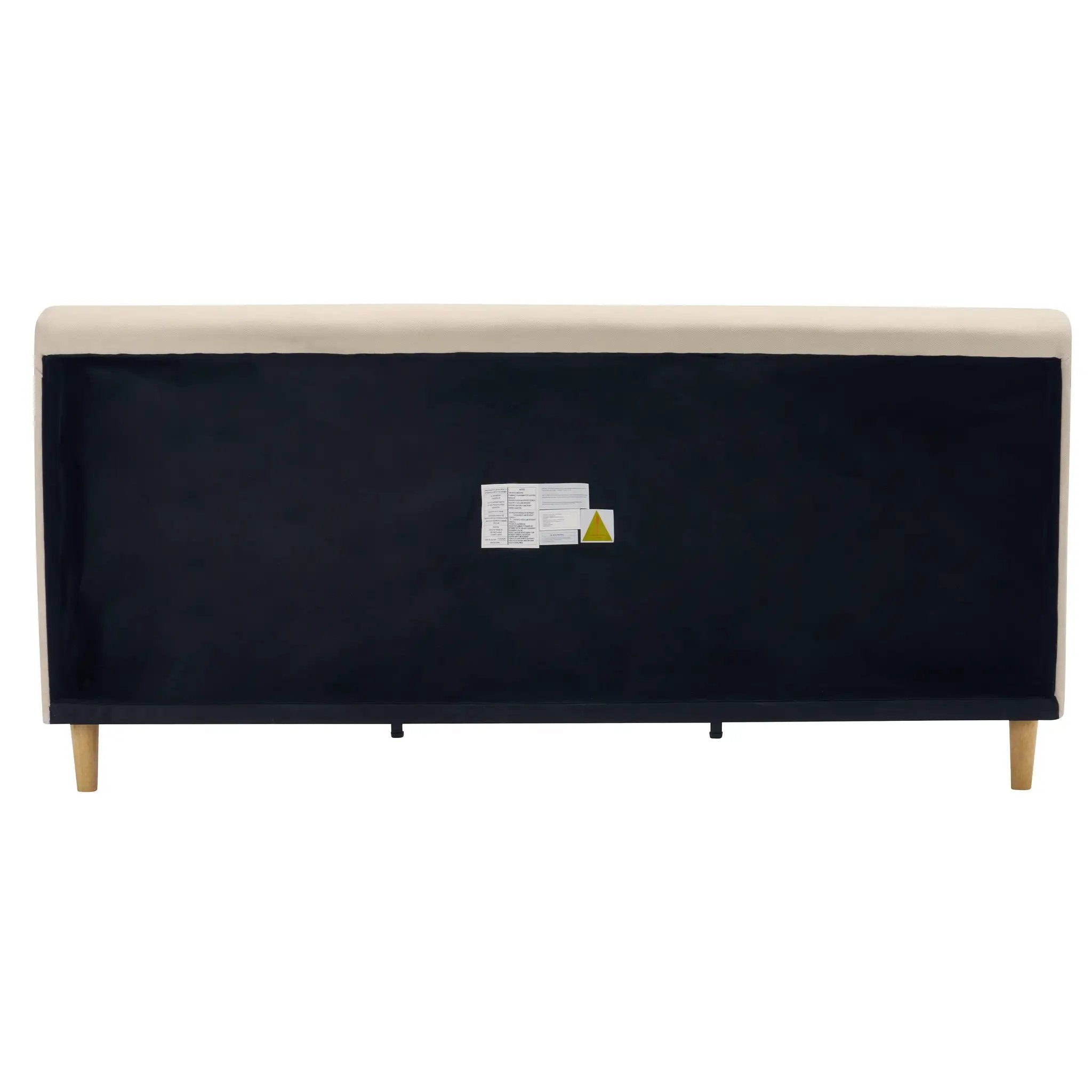 Beige Chunky Headboard Bed Frame, King by HouseOfZazla