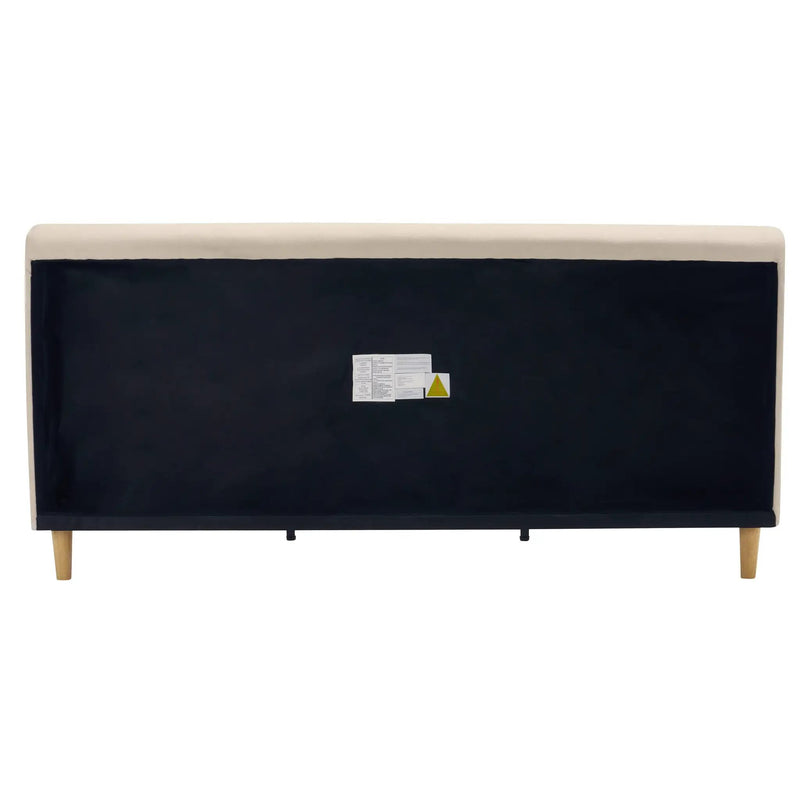 Beige Chunky Headboard Bed Frame, King by HouseOfZazla