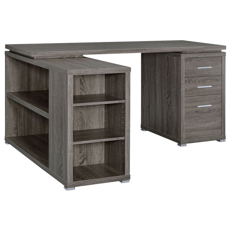 Tona - L-Shape Computer Desk With 3 Drawers And 5 Shelves by HouseOfZazla