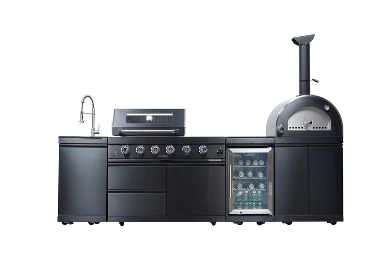 Black 112-Inch Double Stainless Steel Gas Outdoor Kitchen Grill by HouseOfZazla