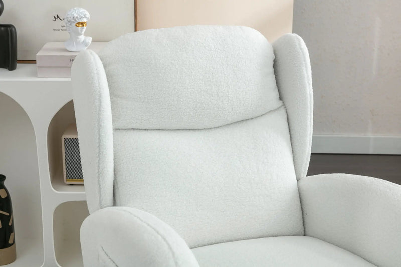 Teddy Fabric Rocking Chair With Packet Wood Legs - Ivory by HouseOfZazla