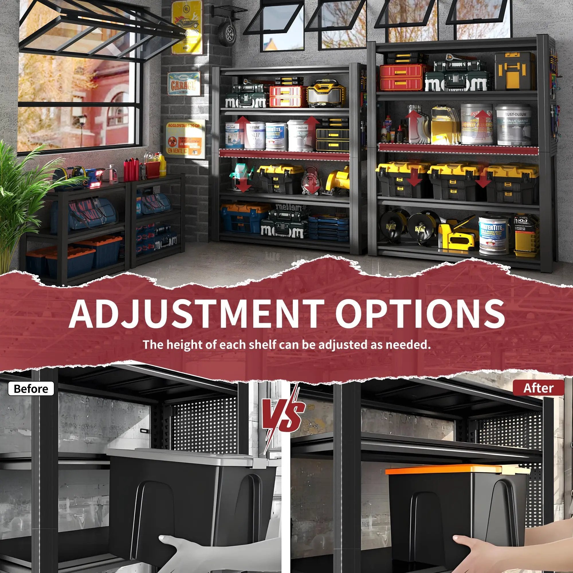 72"H 5-Tier Adjustable Heavy-Duty Shelving with Pegboard by HouseOfZazla