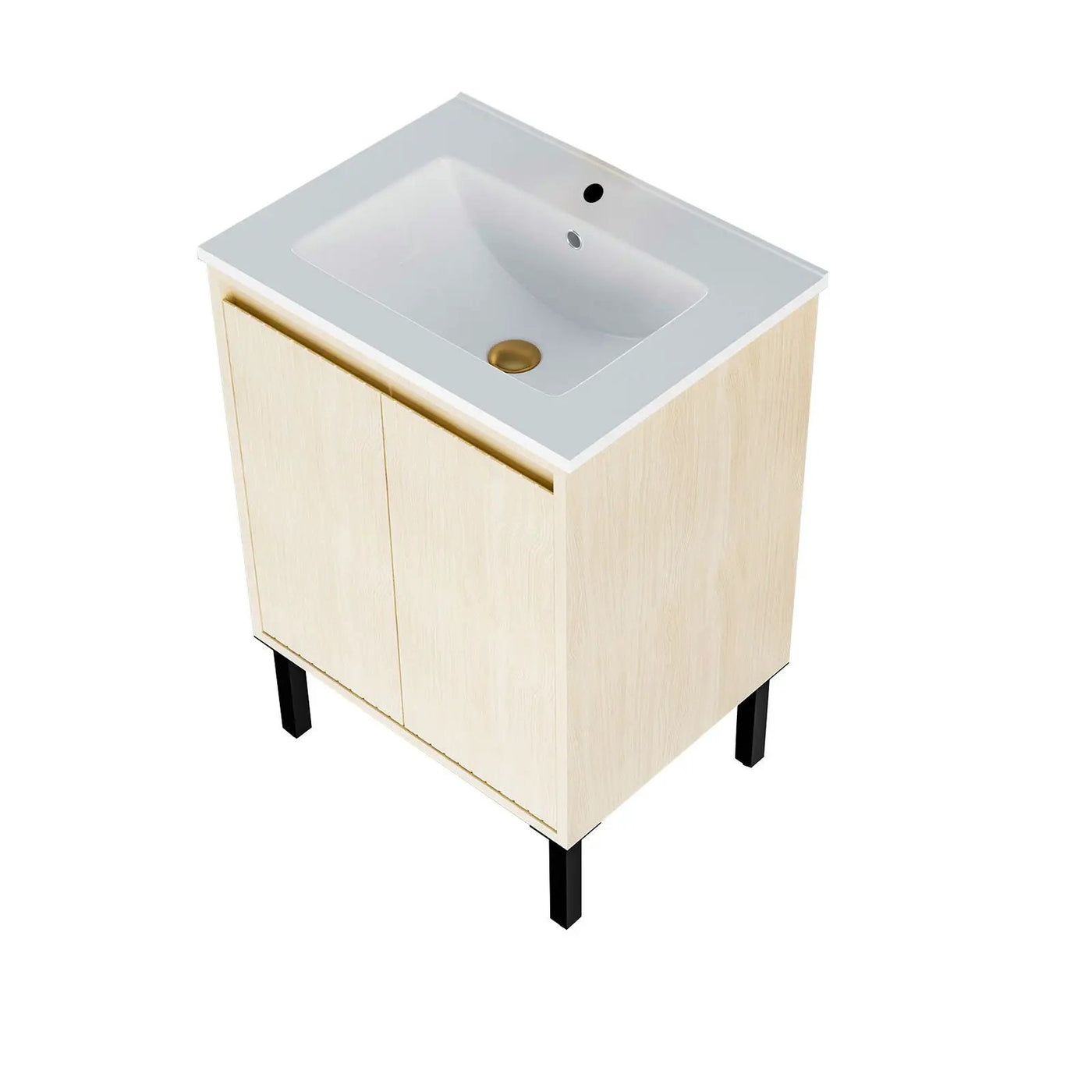 Bathroom Vanity With Ceramic Sink, Floor-Standing Design, Soft-Closing Drawers by Unique Piece Furniture
