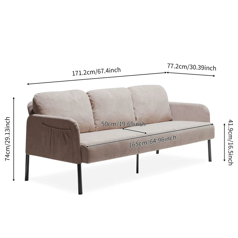 Modern L Shaped 3 Seater Sofa With Ottoman, Upholstered Couch For Small Spaces by HouseOfZazla