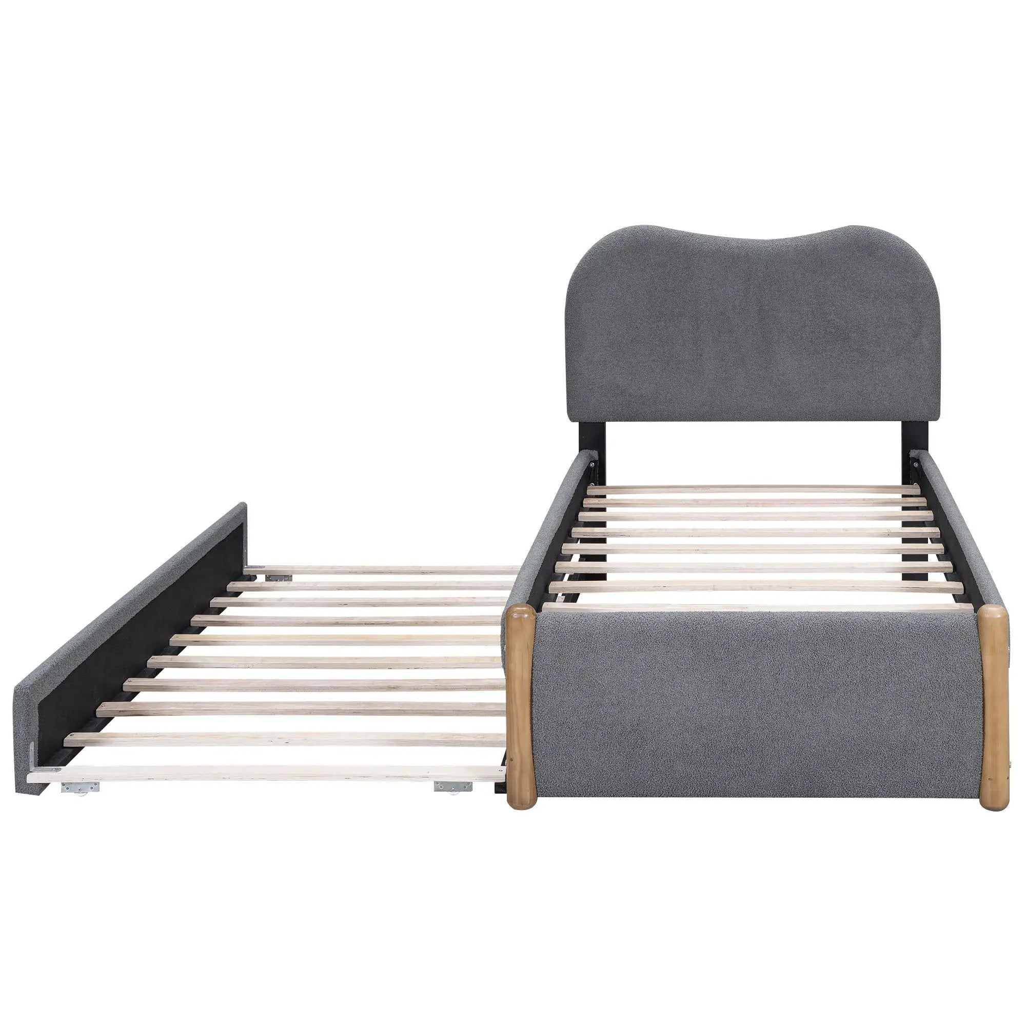 Upholstered Platform Bed With Wood Supporting Feet And Trundle by HouseOfZazla