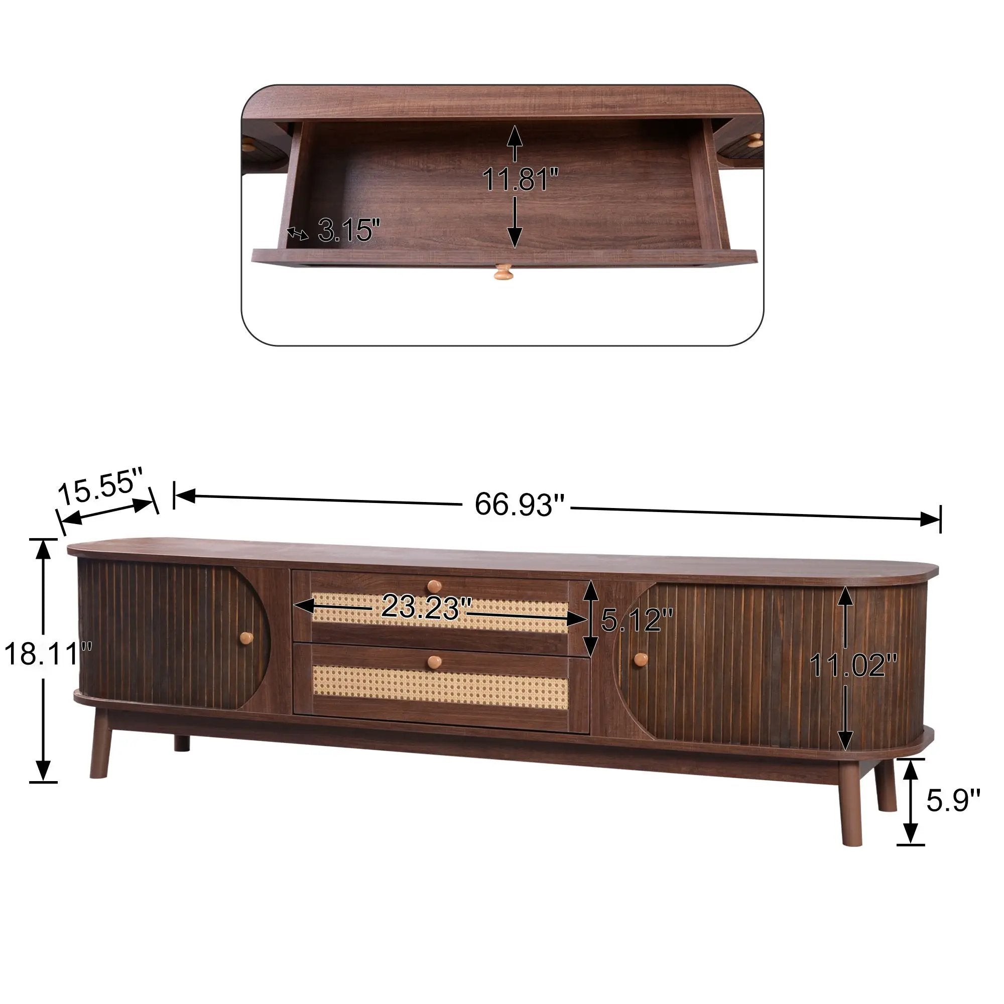 Modern Farmhouse Rattan TV Stand by BLAKHOM
