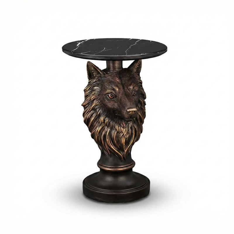 Wolf Head Accent Table Animal Statue End Tables Livingroom by HouseOfZazla