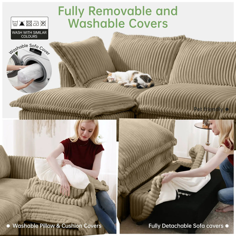 Modern 3 Seater Slipcovered Sofa with Suppleness Armrests by HouseOfZazla